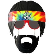 Resim Siyah Saçlı Bandana Tasarımlı Hippi Parti Gözlüğü 26x18 Cm 