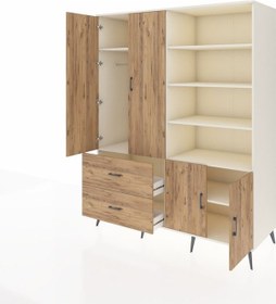 Resim Kronos Gardrop 7 Raflı 2 Çekmeceli Tek Askılı 176x59x221 Aytaşı-çam Çam 