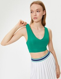 Resim Koton Sporcu Sütyeni Çapraz Askılı V Yaka Kaplı Slim Fit Yeşil 4sak30219nk Koyu Yeşil KOYU YEŞİL 
