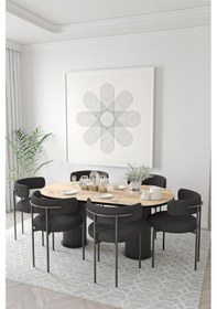 Resim Avvio Loreto Teddy Sandalye 80x160 Yemek Masası Mutfak Masası 6 Kişilik Masa Sandalye Takımı Akça 