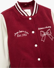 Resim Koton Kurdele İşlemeli Uzun Kollu Bomber Kolej Ceket Bordo 6wkg20005aw Bordo 