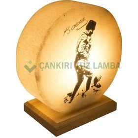 Resim Kemal Atatürk Tasarımlı Daire Kaya Tuzu Lambası 