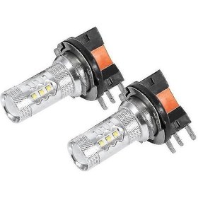 Resim H15 Led Far Ampulleri 80w Parlak Beyaz Gündüz Farı Yedek 2'li Paket 