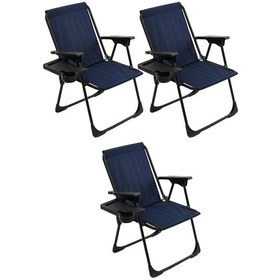 Resim Natura 3 Adet Kamp Sandalyesi Bardaklıklı - Lacivert 