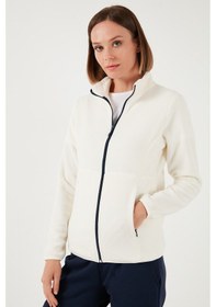 Resim Lela Slim Fit Anti-Pilling Tüylenme Yapmayan Fermuarlı 2'Li Paket Polar Bayan Hırka 5907012S2 Ekru-Lacivert 