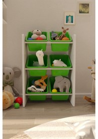Resim 6 Sepetli Çok Amaçlı Montessori Oyuncak Dolabı 