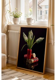 Resim Fişek İçinde Dolar Çiçekleri Çerçeveli Tablo Genç Odası Gaming Room Modern Ofis Modifiye Sanat 