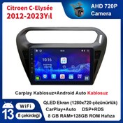 Resim Conico Citroen C-elysée 2012-2023yıl Siyah Çerçeve 8gb Ram 128gb Rom Hafıza Android Multimedya Carplay 