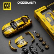 Resim 1 adet 1:42 Ford Mustang GT2018 sarı klasik araba modeli kapı açılabilir, değiştirilebilir aksesuarlar koleksiyon modeli süs oyuncakları Halloween Noel hediyeleri 