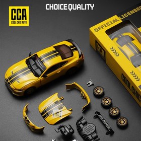 Resim 1 adet 1:42 Ford Mustang GT2018 sarı klasik araba modeli kapı açılabilir, değiştirilebilir aksesuarlar koleksiyon modeli süs oyuncakları Halloween Noel hediyeleri 