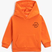 Resim Erkek Bebek Basic Kapşonlu Sweatshirt Uzun Kollu Kanguru Cepli 