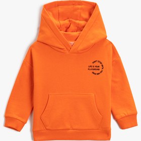 Resim Erkek Bebek Basic Kapşonlu Sweatshirt Uzun Kollu Kanguru Cepli 