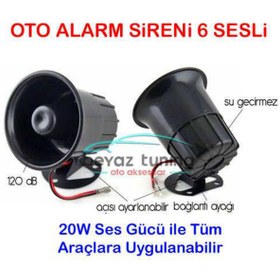 Resim Universal Oto Alarm Sireni 12v 20w 6 Sesli 