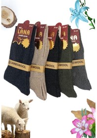 Resim Miss Lana Ladies Socks Bayan Çorap 5 Çift Kışlık Yün Çorap Lambswool Özel Kuzu Yünlü Kadınlar İçin Termal Özellikli Siyah 