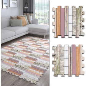 Resim Dijital Baskılı Parke Desenli Mutfak-Oturma Odası-Salon Halısı/Yapboz Halı/Puzzle Halı/ Japon Halı 