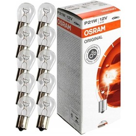 Resim Osram 7506 P21W 93 Sinyal Stop Ampul 12V 21W 10 Adet Tek Duy Düz Tırnak 