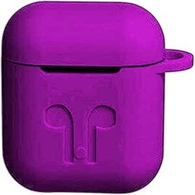 Resim Microcase Airpods Kulaklık ve Şarj Ünitesi için Silikon Kılıf + Kulaklık Askılık + Çengel - Mor 