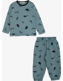 Resim Breeze Erkek Bebek Pijama Takımı Dinozorlar Alemi 9 Ay-3 Yaş, Mint Yeşili 