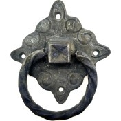 Resim Getittir Antika Tarz Dekoratif Pirinç Mobilya Kulbu, Kapı Kilit Halkası - 94X97 Mm, Büyük, Oksit - Lisinya 