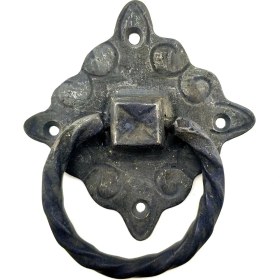 Resim Getittir Antika Tarz Dekoratif Pirinç Mobilya Kulbu, Kapı Kilit Halkası - 94X97 Mm, Büyük, Oksit - Lisinya 