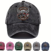 Resim Vintage Route 66 Motosiklet Baskılı Erkek Beyzbol Şapkası - Ayarlanabilir Snapback, Hafif Viskon Kumaş, Siyah ve Turuncu/Beyaz Kanat Desenli, Açık Hava Sporları ve Günlük Stil İçin İdeal, Motosiklet Etkinlik Aksesuarı | Klasik Snapback Şapka | Viskon Kumaş Şapka 