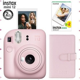 Resim Fujifilm Instax Mini 12 Fotoğraf Makinesi + 20'li Film + Laporta Albüm Seti Pembe 